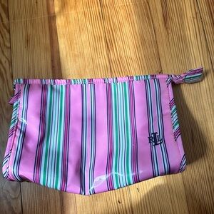 Lauren Ralph Lauren Pink Striped Pouch with RL Logo